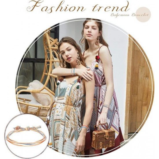 18Pcs Adjustable Woven Anklets Bracelets Bohemian Braided Rope Bracelets Waterproof Bracelet 18Pcs Adjustable Woven Anklets Bracelets Bohemian Braided Rope Bracelets Waterproof Bracelet